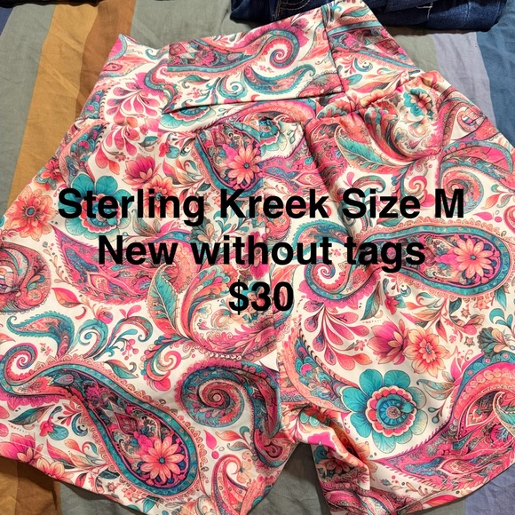 Sterling Kreek Pants - Sterling Kreek Women's Paisley Shorts - Pink and Blue